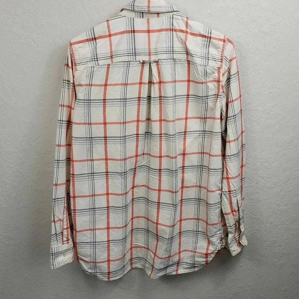 Banana Republic Men's‎ Plaid Button Down Shirt Size S Cream Red Gray Long Sleeve